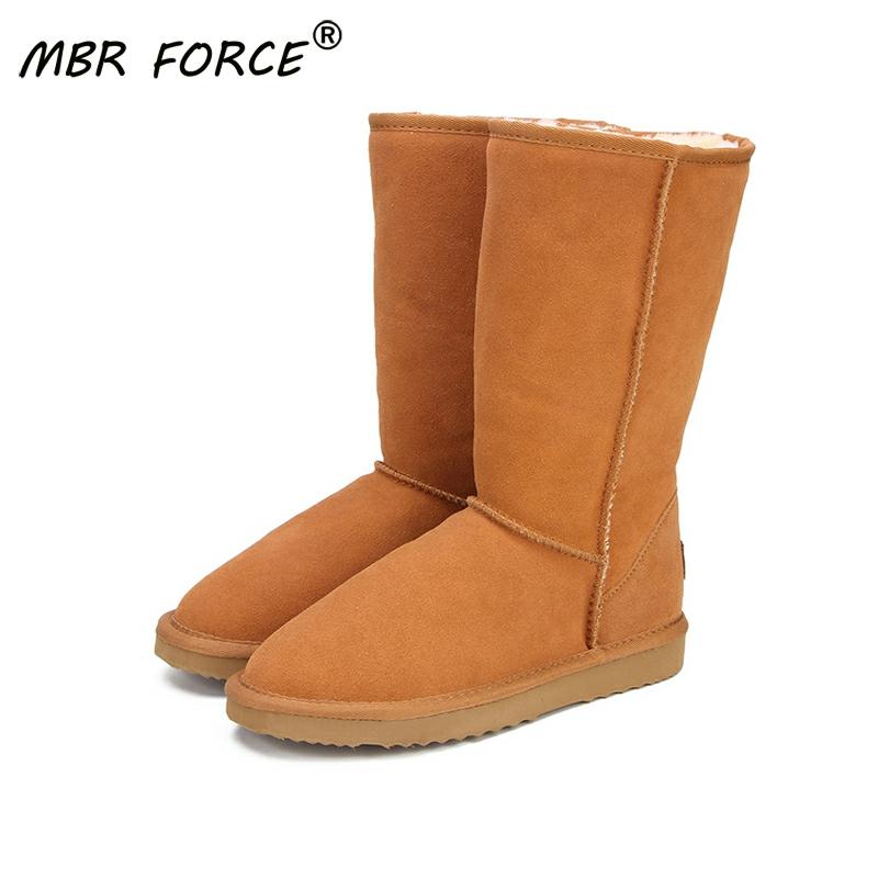 MBR FORCE Genuine leather Fur Snow boots women Top High quality Australia Boots  Winter Boots for women Warm Botas Mujer