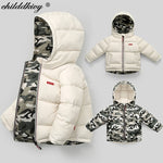 Boys Coats Winter Kids down cotton jacket Childrens' jacket Parka for  Girl Camouflage Wearable on both sides Baby Clothing