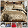 Luxury 2/3pcs Bedding Set Satin Jacquard Duvet Cover Sets 1 Quilt Cover + 1/2 Pillowcases US/EU Size Single Twin Full Queen King