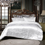 Luxury 2/3pcs Bedding Set Satin Jacquard Duvet Cover Sets 1 Quilt Cover + 1/2 Pillowcases US/EU Size Single Twin Full Queen King
