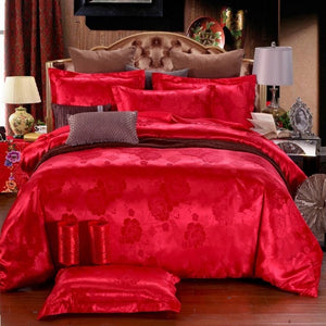 Luxury 2/3pcs Bedding Set Satin Jacquard Duvet Cover Sets 1 Quilt Cover + 1/2 Pillowcases US/EU Size Single Twin Full Queen King