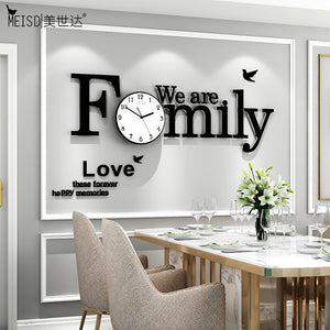 MEISD Large Self Adhesive Wall Clock Modern Family Clocks Wall Horloge DIY Mirror Sticker Art Poster Mute Watch Free Shipping