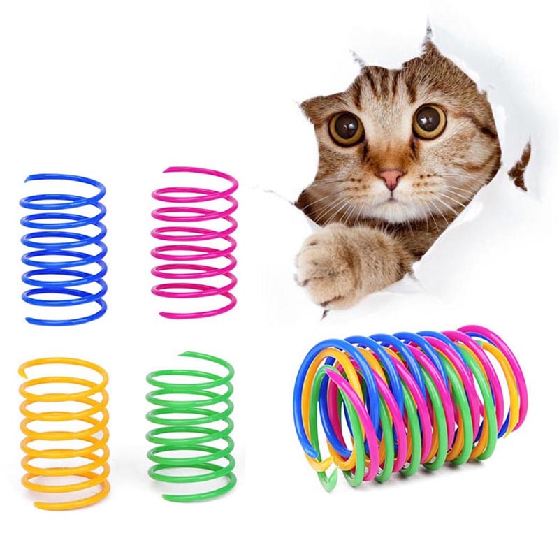 8pcs חתול צבעוני אביב צעצוע יצירתי פלסטי גמיש חתול צעצוע חתול צעצוע אינטראקטיבי חתול צעצוע מצחיק צעצוע צעצוע צעצוע לחיות מחמד צעצוע חיות מחמד מוצר