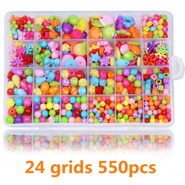 1200pcs DIY Handmade Beaded Children's Toy Creative Loose Spacer Beads Crafts Making Bracelet Necklace Jewelry Kit Girl Toy Gift