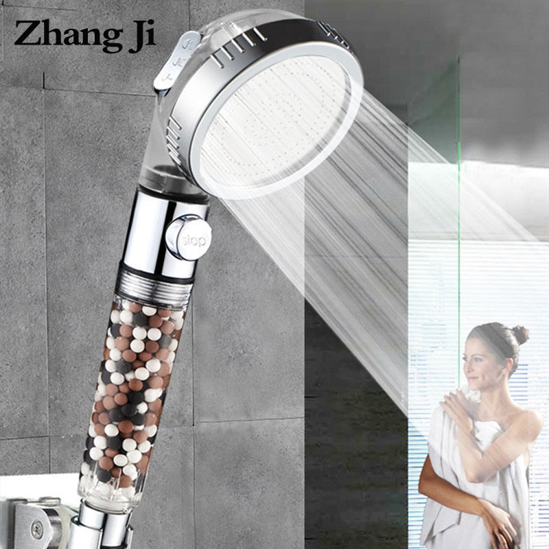ZhangJi חדר אמבטיה 3 פונקציה ספא ראש מקלחת עם כפתור מתג / כיבוי בלחץ גבוה אניון מסנן אמבטיה ראש חיסכון במים מקלחת