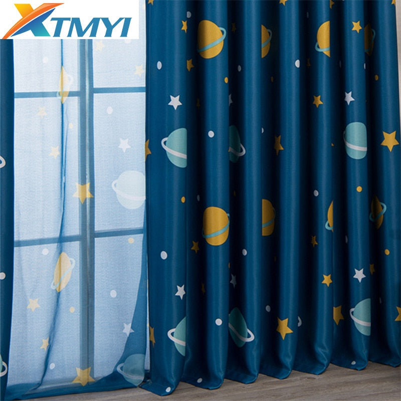 Cartoon Planet Blackout Curtains For Kids Room Children Curtains For Baby Boys Bedroom Living Room Window Curtains For Child