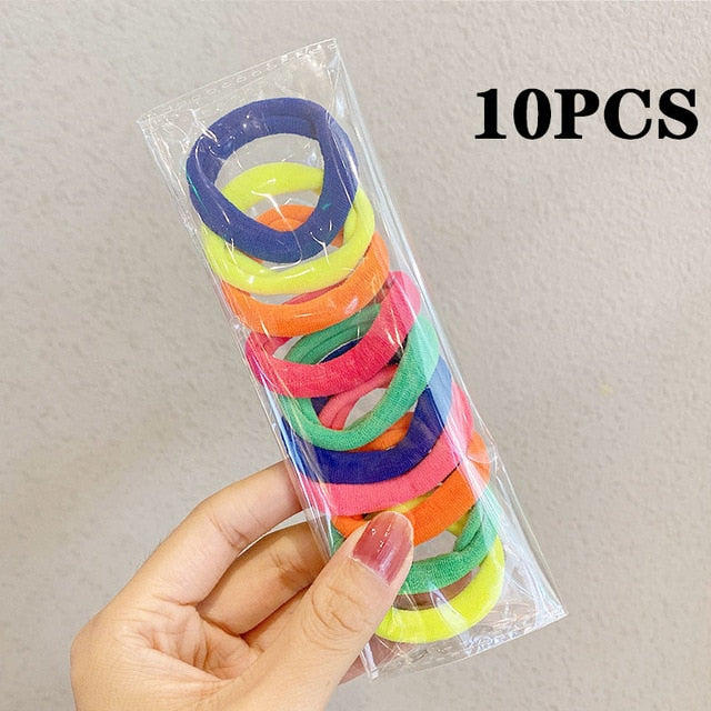 50/100PCS/Set Women Girls 4CM Colorful Nylon Elastic Hair Bands Ponytail Holder Rubber Bands Scrunchie Headband Hair Accessories