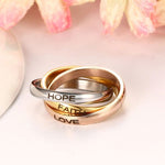 Vnox Classic 3 Rounds Ring Sets Women Stainless Steel Wedding Engagement Female Finger Jewelry