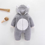 Unisex Baby Rompers Boys Girls Fleece Hooded Winter Fleece Jumpsuit Soft Cute  Cartoon Coats Newborn Infant Bodysuits