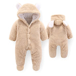 Unisex Baby Rompers Boys Girls Fleece Hooded Winter Fleece Jumpsuit Soft Cute  Cartoon Coats Newborn Infant Bodysuits