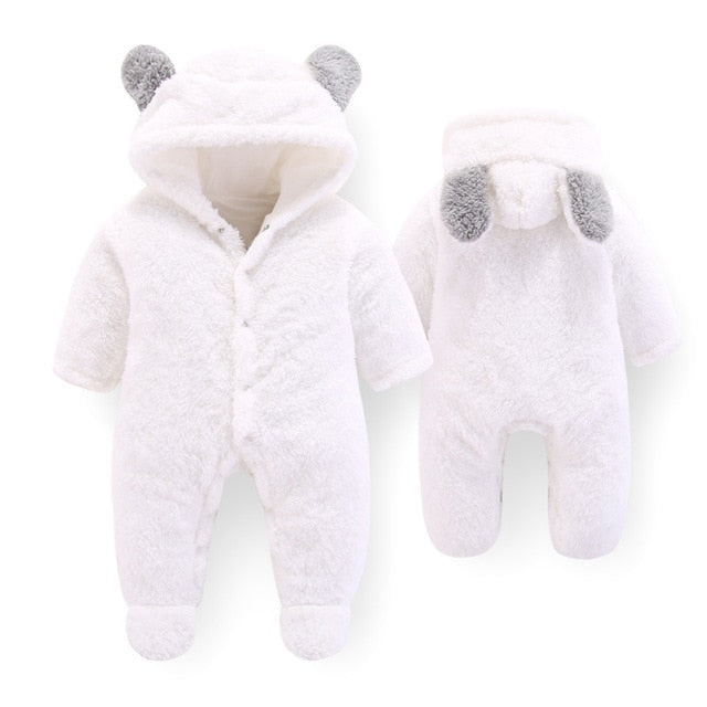 Unisex Baby Rompers Boys Girls Fleece Hooded Winter Fleece Jumpsuit Soft Cute  Cartoon Coats Newborn Infant Bodysuits