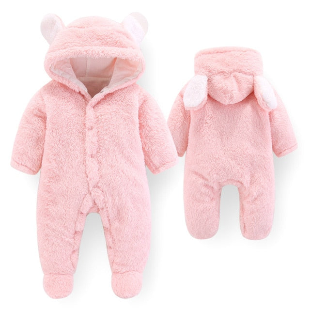 Unisex Baby Rompers Boys Girls Fleece Hooded Winter Fleece Jumpsuit Soft Cute  Cartoon Coats Newborn Infant Bodysuits