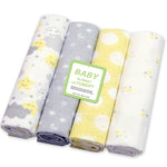 4Pcs/Lot 100% Cotton Flannel Receiving Baby Blanket Soft Muslin Diapers Newborn Swaddle Blanket 76*76CM Baby Blankets Newborn