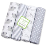 4Pcs/Lot 100% Cotton Flannel Receiving Baby Blanket Soft Muslin Diapers Newborn Swaddle Blanket 76*76CM Baby Blankets Newborn