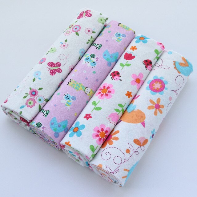 4Pcs/Lot 100% Cotton Flannel Receiving Baby Blanket Soft Muslin Diapers Newborn Swaddle Blanket 76*76CM Baby Blankets Newborn