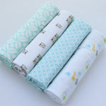 4Pcs/Lot 100% Cotton Flannel Receiving Baby Blanket Soft Muslin Diapers Newborn Swaddle Blanket 76*76CM Baby Blankets Newborn