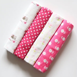 4Pcs/Lot 100% Cotton Flannel Receiving Baby Blanket Soft Muslin Diapers Newborn Swaddle Blanket 76*76CM Baby Blankets Newborn