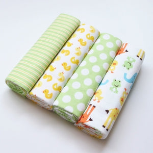 4Pcs/Lot 100% Cotton Flannel Receiving Baby Blanket Soft Muslin Diapers Newborn Swaddle Blanket 76*76CM Baby Blankets Newborn