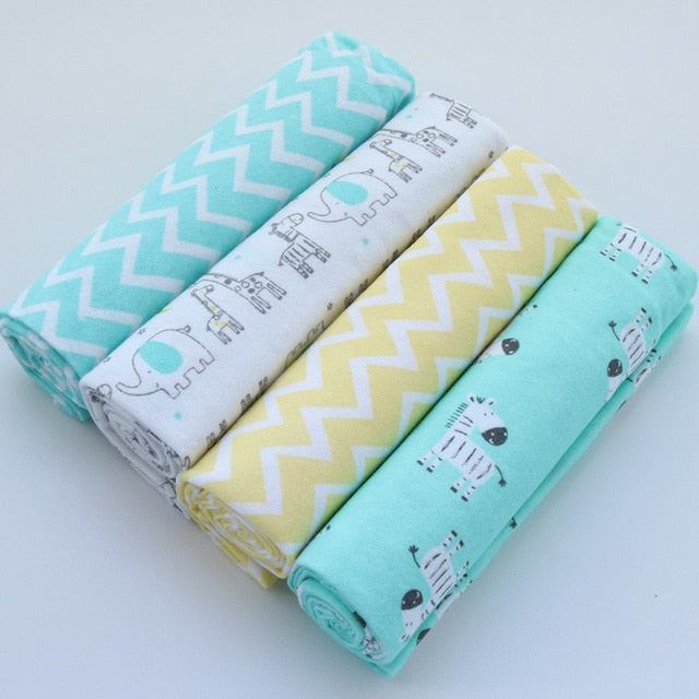 4Pcs/Lot 100% Cotton Flannel Receiving Baby Blanket Soft Muslin Diapers Newborn Swaddle Blanket 76*76CM Baby Blankets Newborn