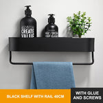 Bathroom Shelf Rack Kitchen Wall Shelves Bath Towel Holder Black Shower Storage Basket Kitchen Organizer Bathroom Accessories