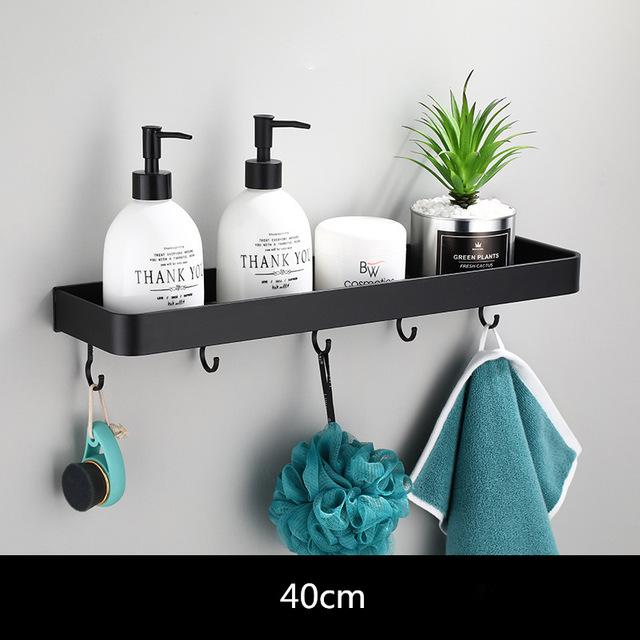 Bathroom Shelf Bath Shower Shelf Aluminum Black Bathroom Corner shelf Wall Mounted Black Aluminum Kitchen Storage holder