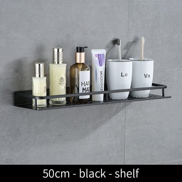 Aluminum Black Bathroom shelf bath shower Basket Shelves Bathroom shelf Wall shampoo storage shelf rack Accessories