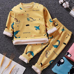 2020 2pcs Baby Boy Girls Underwear Set Plus Velvet Thickening Pajamas Thermal Underwear Winter Boy Cartoon Clothing Suit BB0