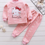 2020 2pcs Baby Boy Girls Underwear Set Plus Velvet Thickening Pajamas Thermal Underwear Winter Boy Cartoon Clothing Suit BB0