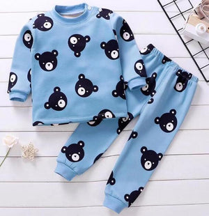 2020 2pcs Baby Boy Girls Underwear Set Plus Velvet Thickening Pajamas Thermal Underwear Winter Boy Cartoon Clothing Suit BB0