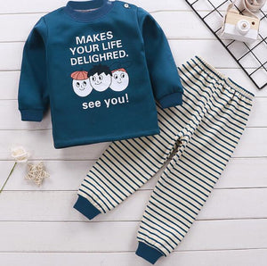 2020 2pcs Baby Boy Girls Underwear Set Plus Velvet Thickening Pajamas Thermal Underwear Winter Boy Cartoon Clothing Suit BB0