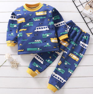 2020 2pcs Baby Boy Girls Underwear Set Plus Velvet Thickening Pajamas Thermal Underwear Winter Boy Cartoon Clothing Suit BB0