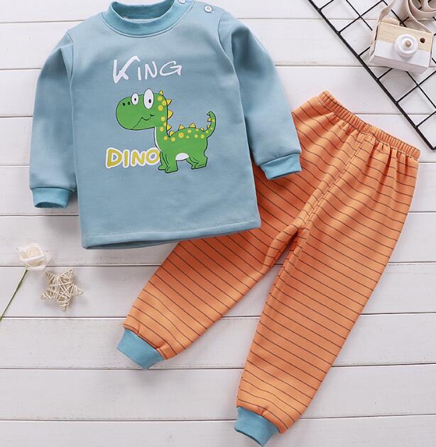 2020 2pcs Baby Boy Girls Underwear Set Plus Velvet Thickening Pajamas Thermal Underwear Winter Boy Cartoon Clothing Suit BB0