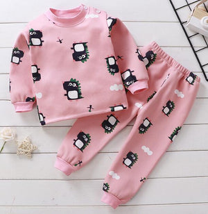 2020 2pcs Baby Boy Girls Underwear Set Plus Velvet Thickening Pajamas Thermal Underwear Winter Boy Cartoon Clothing Suit BB0