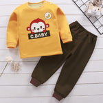 2020 2pcs Baby Boy Girls Underwear Set Plus Velvet Thickening Pajamas Thermal Underwear Winter Boy Cartoon Clothing Suit BB0