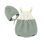 Infant Knitted Romper Set Baby Boy Girl Summer Autumn Simple Color Matching Sleeveless Suspender Jumpsuit + Solid Color Hat Kit