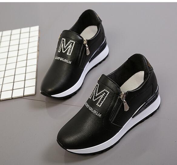 2020 New lazy shoes a pedal casual shoes white platform shoes women Sneakers Rhinestone Breathable Height Increasing Shoes