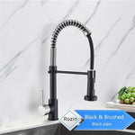 Rozin Matte Black Kitchen Faucet Deck Mounted Mixer Tap 360 Degree Rotation Stream Sprayer Nozzle Kitchen Sink Hot Cold Taps