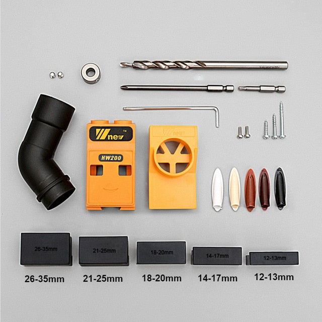 Pocket Hole Jig Kit System Woodworking Inclined Hole Locator Puncher Locator w/ Step Drill Bit & Accessories