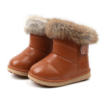 CUZULLAA Kids Snow Boots for Girls Boys Winter Boots Baby Rabbit Fur Warm Plush Winter Shoes Children Warm Cotton Shoes Boots