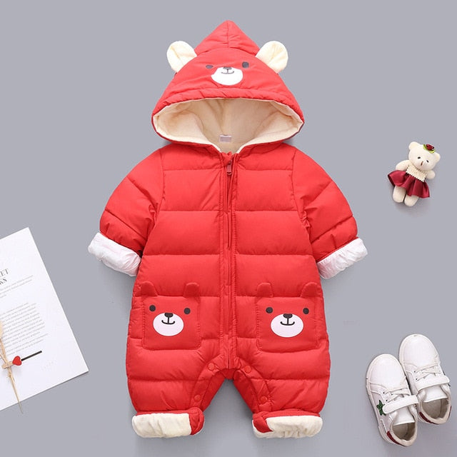 2020 New born Panda Baby clothes Winter Hooded Rompers Thick Cotton Warm Outfit Jumpsuit Overalls Snowsuit Children Boy Clothing