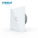 Livolo luxury Wall Touch Sensor Switch,EU Standard Light Switch,Crystal Glass switch power,1Gang 1Way Switch,220-250,C701-1/2/5