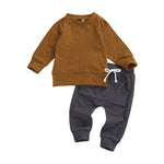 Infant Kids Baby Boys 2Pcs Set Clothes Long Sleeve Hoodie Tops Pocket Pants Solid Spring Autumn Outfits