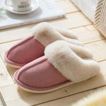 Women Slippers Furry Winter Warm Suede Shoes Flat Slides Comfortable Home Slippers Slip On Rubber Footwear Soft Plus Size 36-47