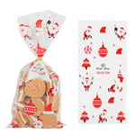 50 יחידות סנטה קלאוס עץ חג המולד אייל שקיות PVC שקוף שקוף שקית מתנה לאריזת עוגיות ממתקי אפיית סוכריות שקיות