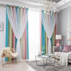 Double Layer Blackout Curtains For Living Room Korean style White Tulle Window Treatments Curtains For Kids Girls Bedroom SZ-001