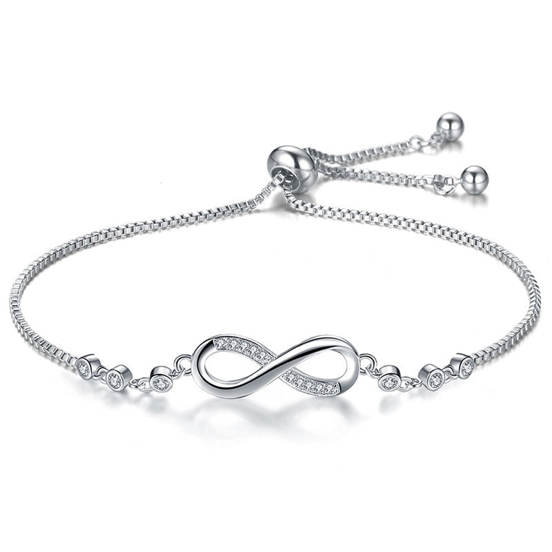 Fashion Cubic Zirconia Crystal Adjustable Bracelets Luxury Infinity Number 8 Bracelets For Women Wedding Jewelry Gifts