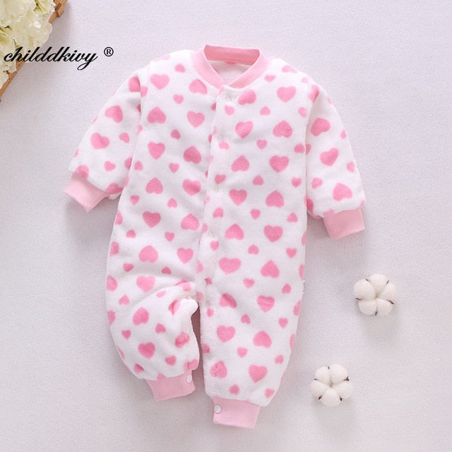 Newborn Baby Winter Clothes cute Infant Girls Outwear clothes Jumpsuit for boys soft fleece warm New born Rompers 0-12 Month