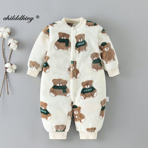 Newborn Baby Winter Clothes cute Infant Girls Outwear clothes Jumpsuit for boys soft fleece warm New born Rompers 0-12 Month