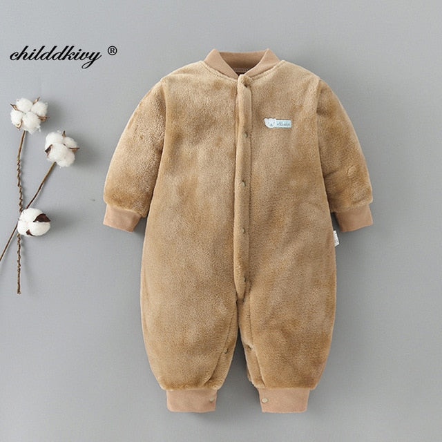 Newborn Baby Winter Clothes cute Infant Girls Outwear clothes Jumpsuit for boys soft fleece warm New born Rompers 0-12 Month