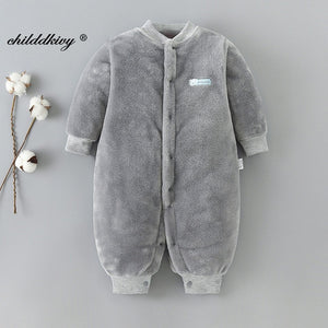 Newborn Baby Winter Clothes cute Infant Girls Outwear clothes Jumpsuit for boys soft fleece warm New born Rompers 0-12 Month